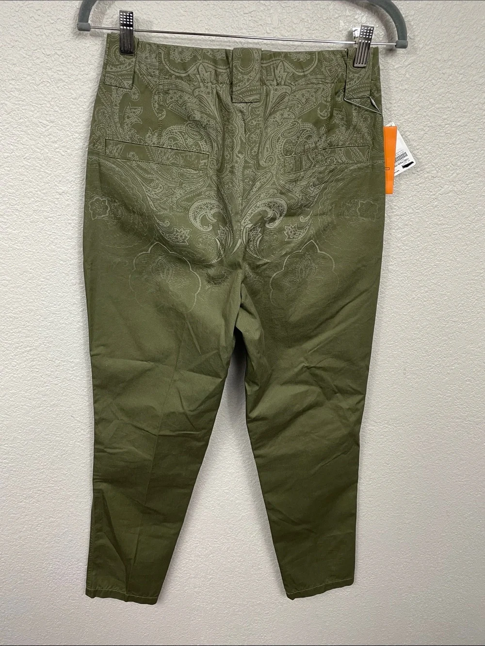 NWT Etro Milano Pleat Front Paisley Chino Pants Green Mens Size 44